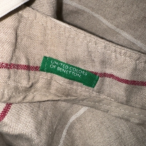 United Colors of Benetton Linen Blend Tan Striped Skirt Size 10 US - Picture 4 of 8